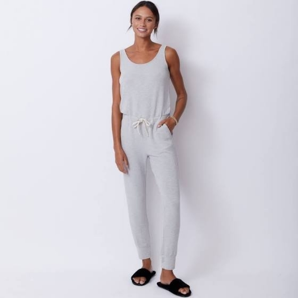 Monrow Supersoft Tank Jumpsuit in Air Gray